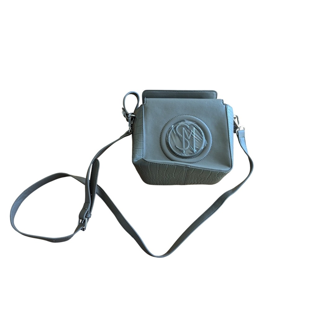 Steve Madden Gray Faux Croc Embossed Structured Crossbody Bag